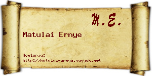 Matulai Ernye névjegykártya